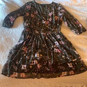 Green and pink floral dress